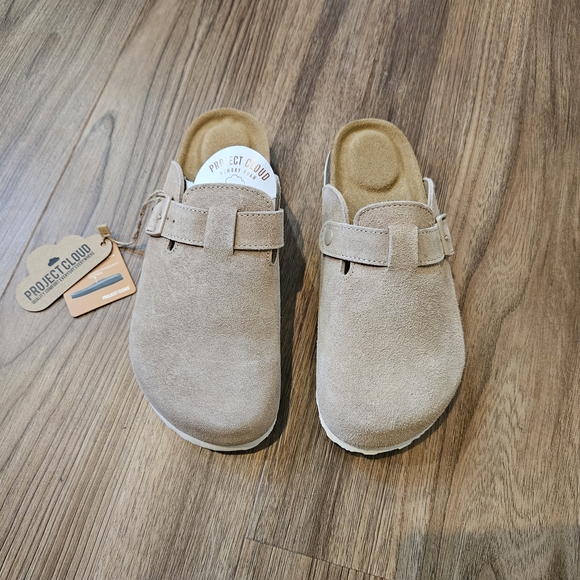 Project Cloud Benton Tan Sand Suede Clogs Size 8 - Picture 3 of 4